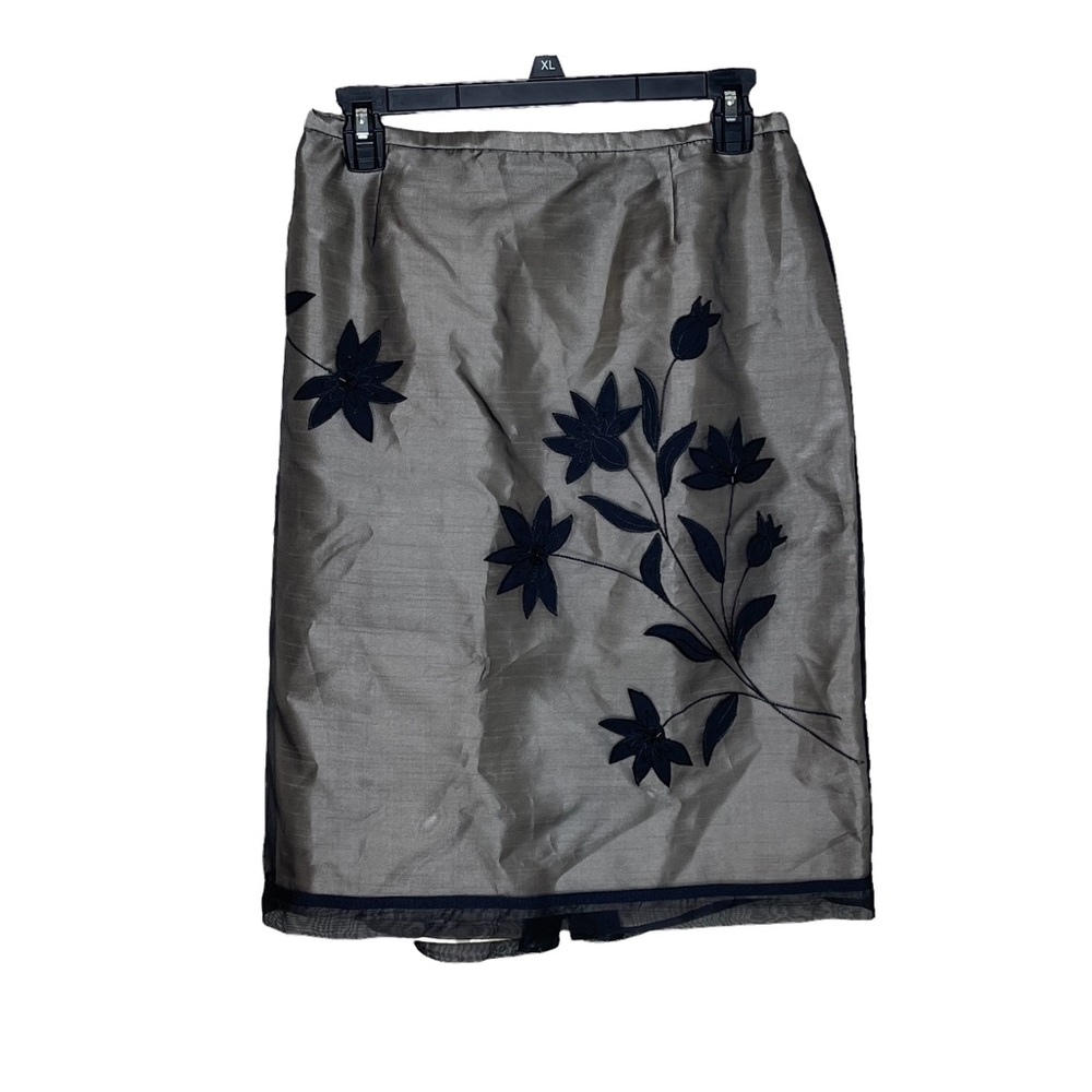 Coldwater Creek Black Floral Pencil Skirt
